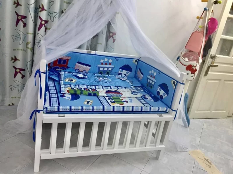Combo trọn bộ Cũi, quây, đệm, ga, màn và phụ kiện cho bé