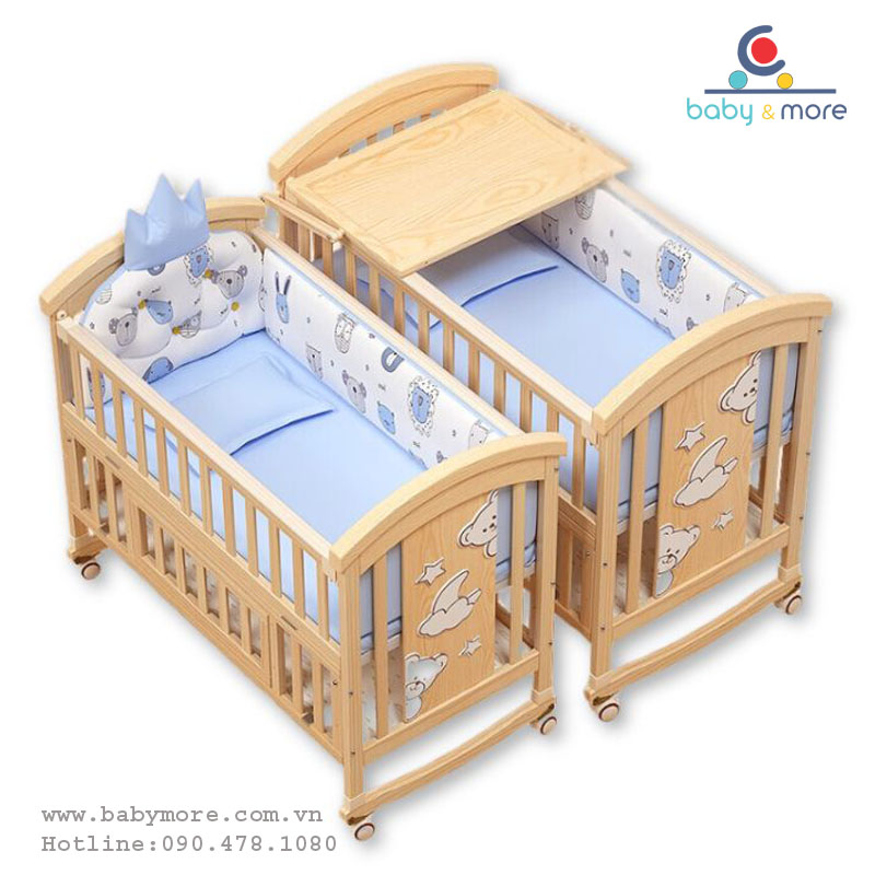 Nôi Cũi gỗ đa năng kéo dài 6 chế độ tặng màn,bánh xe Nôi Cũi gỗ đa năng kéo dài 6 chế độ tặng màn,bánh xe