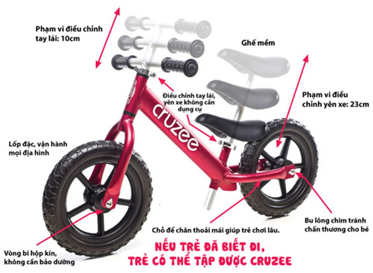 Xe thăng bằng Cruzee với thiết kế thông minh, hiện đại phù hợp với vóc dáng của bé