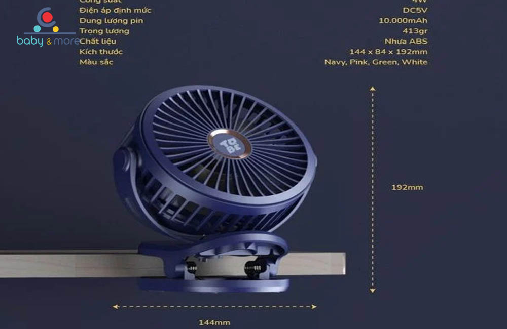 Quạt gắn xe đẩy tích điện TOBE