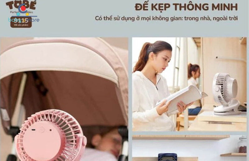Quạt gắn xe đẩy tích điện TOBE