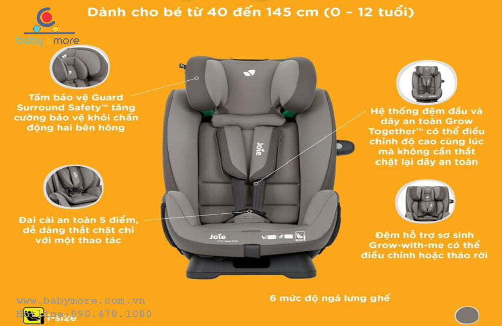 Ghế ngồi ô tô cho bé JOIE EVERY STAGES R129 COBBLE STONE (0-12 tuổi)