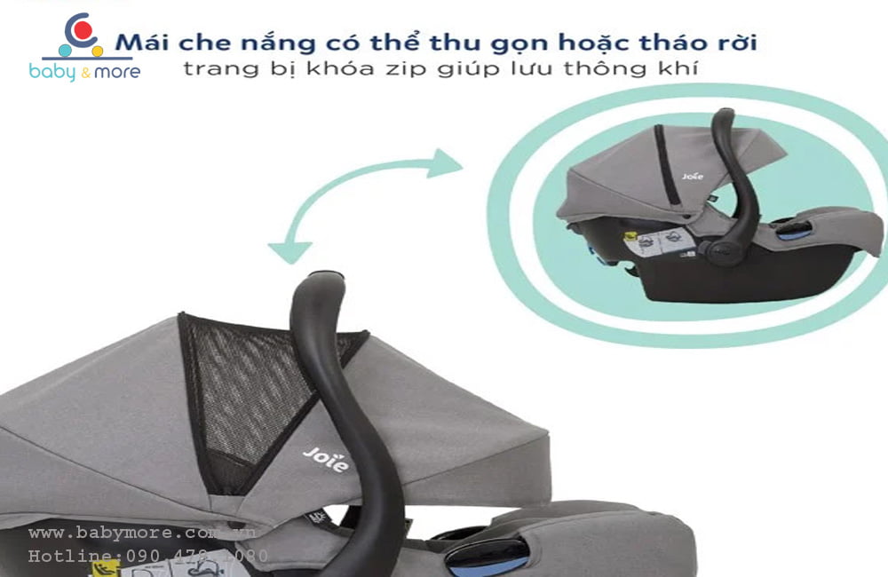 Ghế ngồi ô tô trẻ em kèm nôi xách tay JOIE GEMM PEBBLE
