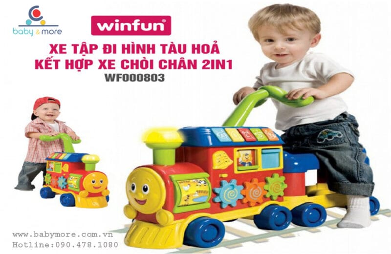 Xe tập đi tàu hỏa 2 trong 1 WinFun 0803 có nhạc( xanh,hồng)