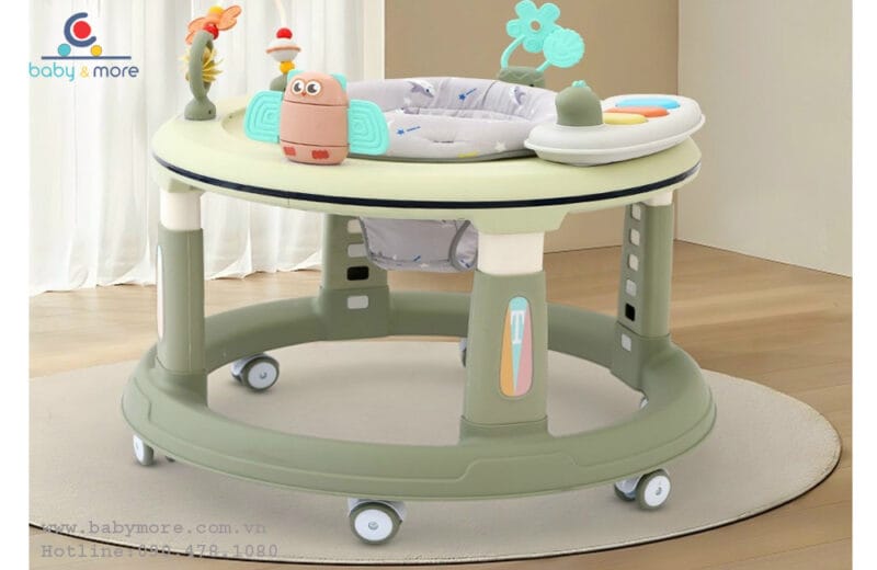 Xe tập đi tập đứng 2 trong 1 ghế ngồi xoay 360 có đèn nhạc