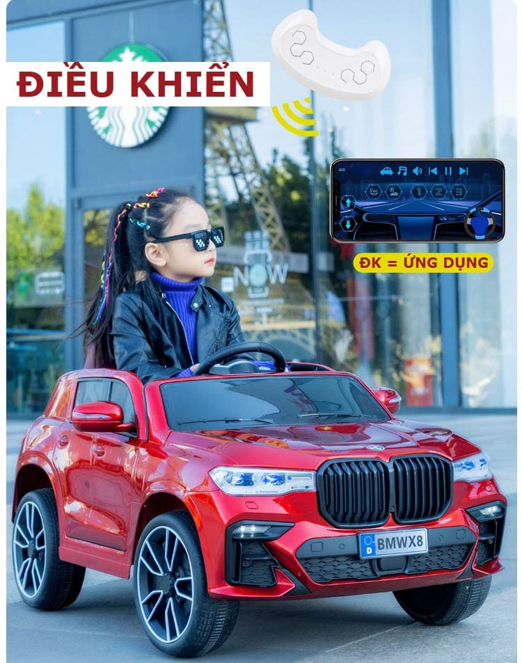 Ô tô điện trẻm em BMW X8 bánh cao su ghế da