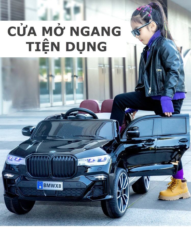 Ô tô điện trẻm em BMW X8 bánh cao su ghế da