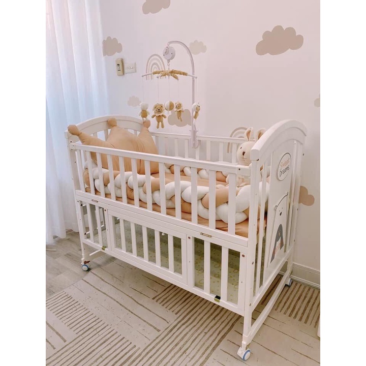 Nôi Cũi đa năng kéo dài 6 in 1 màu trắng (tặng màn,bánh xe) Nôi Cũi đa năng kéo dài 6 in 1 màu trắng (tặng màn,bánh xe)