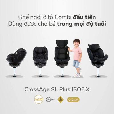 Ghế ô tô trẻ em Combi CrossAge SL Plus(xoay 360,0-12 tuổi,isofix)