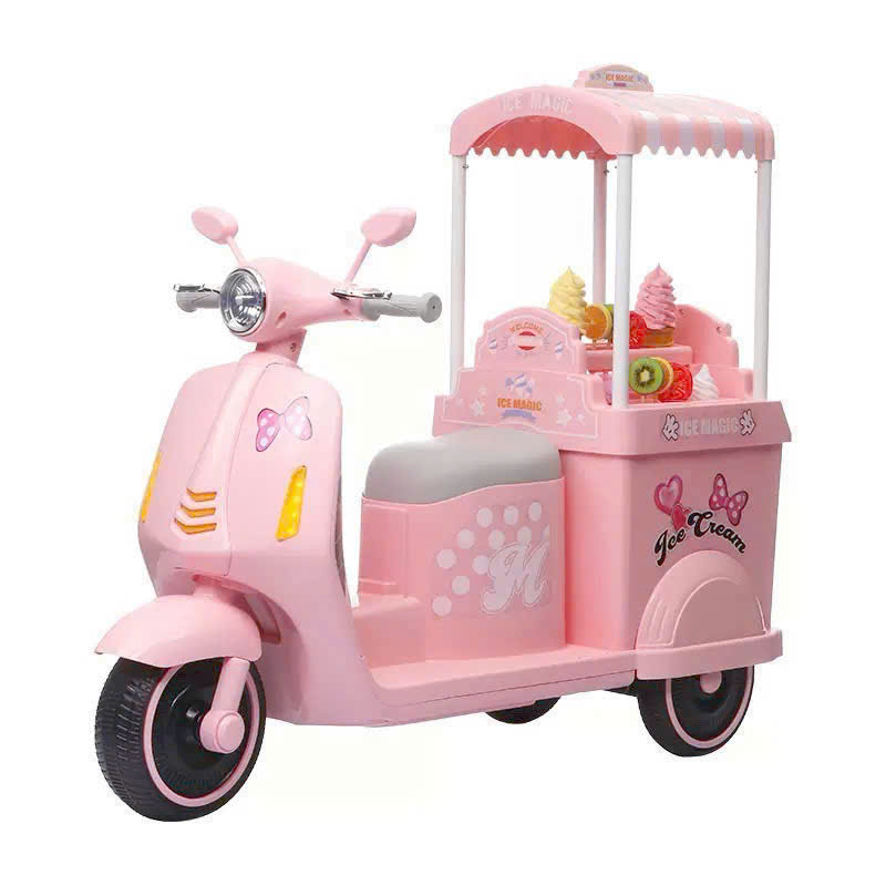 Xe máy điện trẻ em Vespa bé gái có đồ chơi bán kem 368