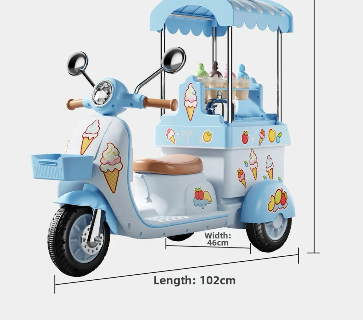 Xe máy điện trẻ em Vespa bé gái có đồ chơi bán kem 168